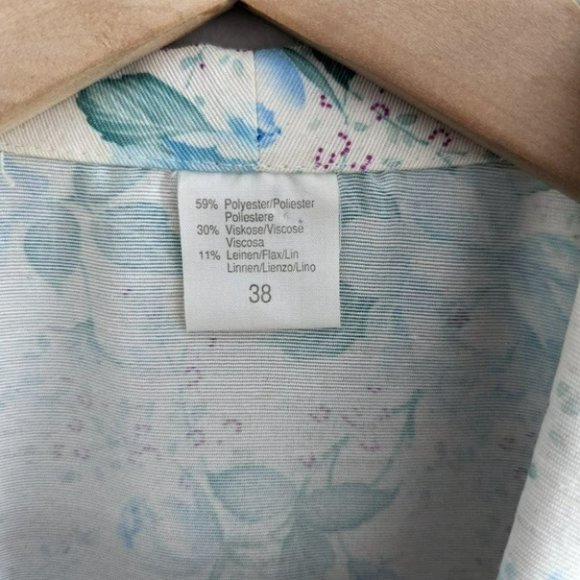VINTAGE Linen blend floral summer short sleeve blazer flax blend - Picture 5 of 7